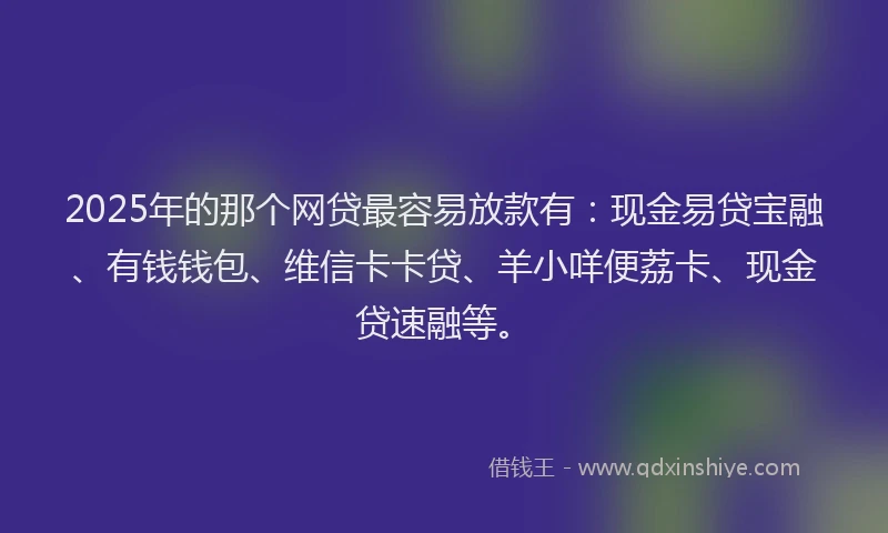 2025年的那个网贷最容易放款有：现金易贷宝融、有钱钱包、维信卡卡贷、羊小咩便荔卡、现金贷速融等。