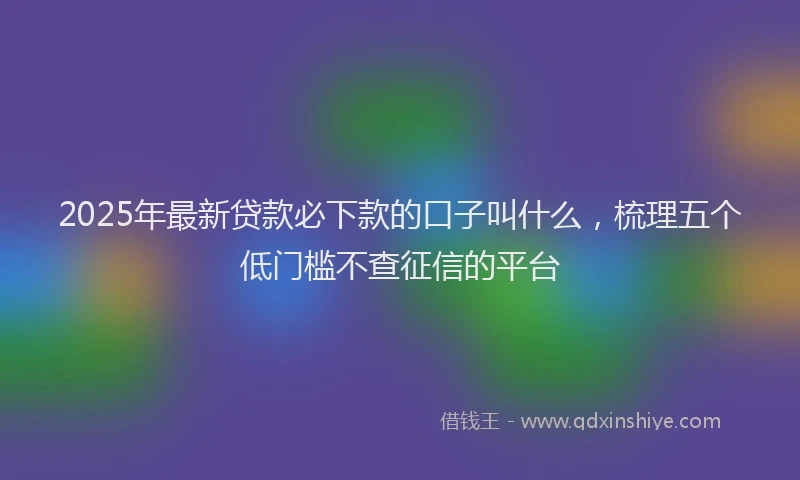 2025年最新贷款必下款的口子叫什么，梳理五个低门槛不查征信的平台