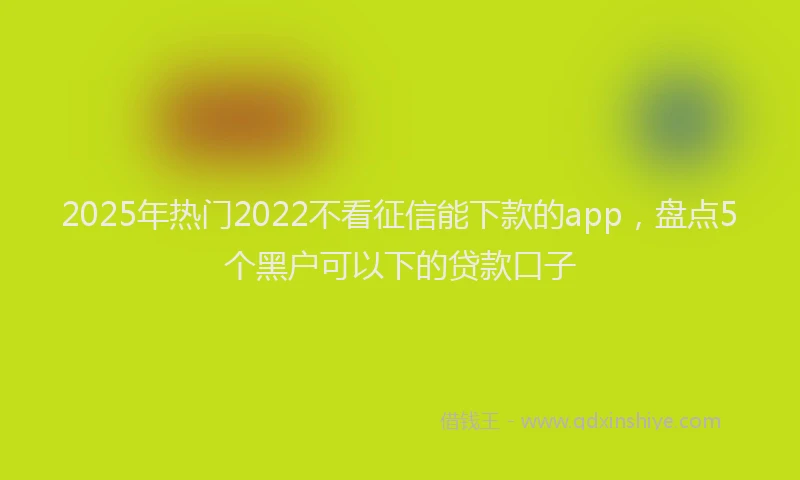 2025年热门2022不看征信能下款的app，盘点5个黑户可以下的贷款口子