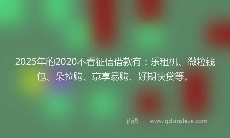 2025年的2020不看征信借款有：乐租机、微粒钱包、朵拉购、京享易购、好期快贷等。