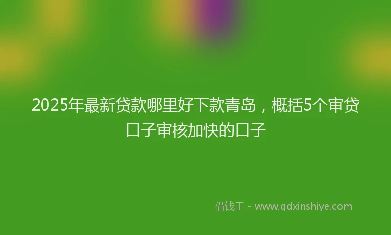 2025年最新贷款哪里好下款青岛，概括5个审贷口子审核加快的口子