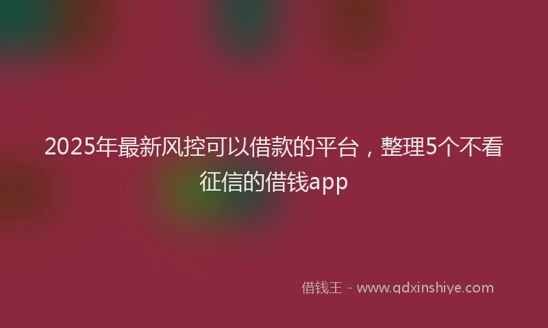 2025年最新风控可以借款的平台，整理5个不看征信的借钱app
