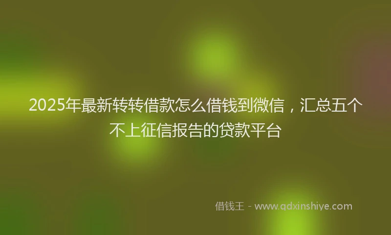 2025年最新转转借款怎么借钱到微信，汇总五个不上征信报告的贷款平台