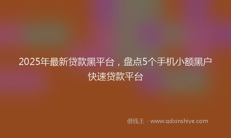 2025年最新贷款黑平台，盘点5个手机小额黑户快速贷款平台