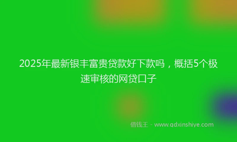 2025年最新银丰富贵贷款好下款吗，概括5个极速审核的网贷口子