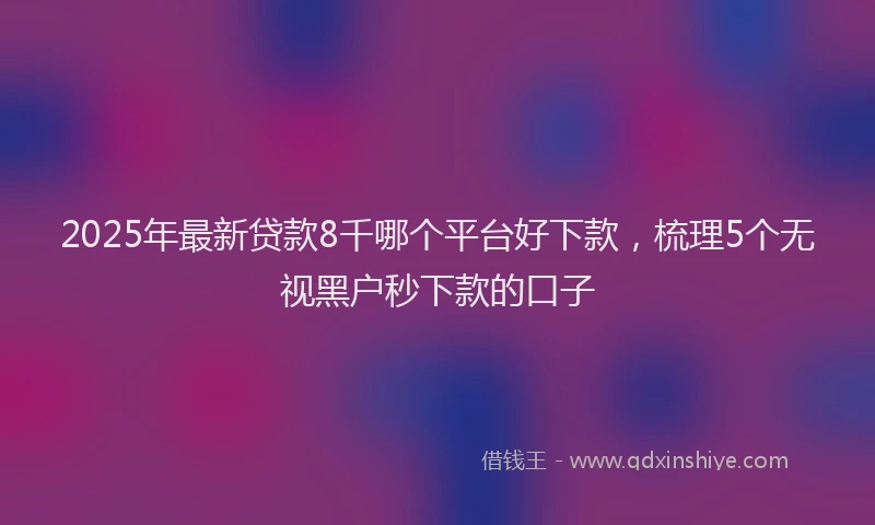 2025年最新贷款8千哪个平台好下款，梳理5个无视黑户秒下款的口子