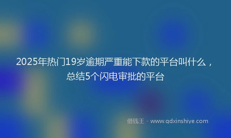 2025年热门19岁逾期严重能下款的平台叫什么，总结5个闪电审批的平台