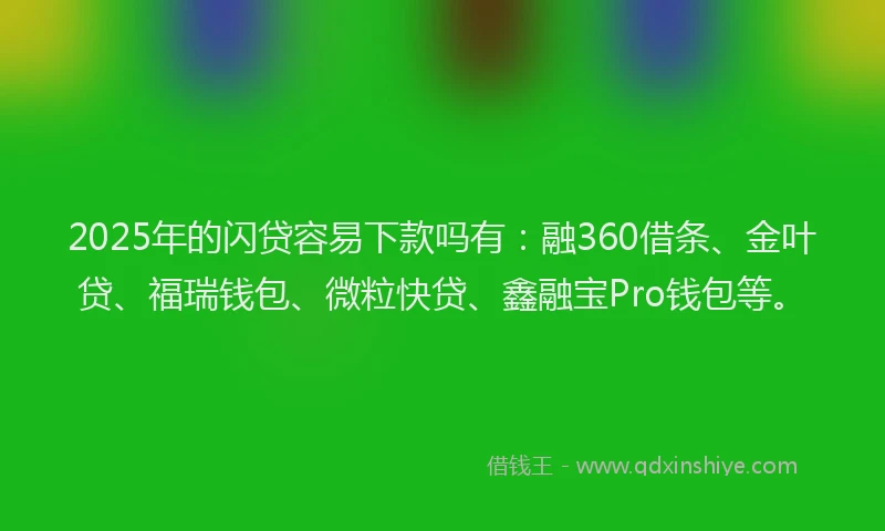 2025年的闪贷容易下款吗有：融360借条、金叶贷、福瑞钱包、微粒快贷、鑫融宝Pro钱包等。