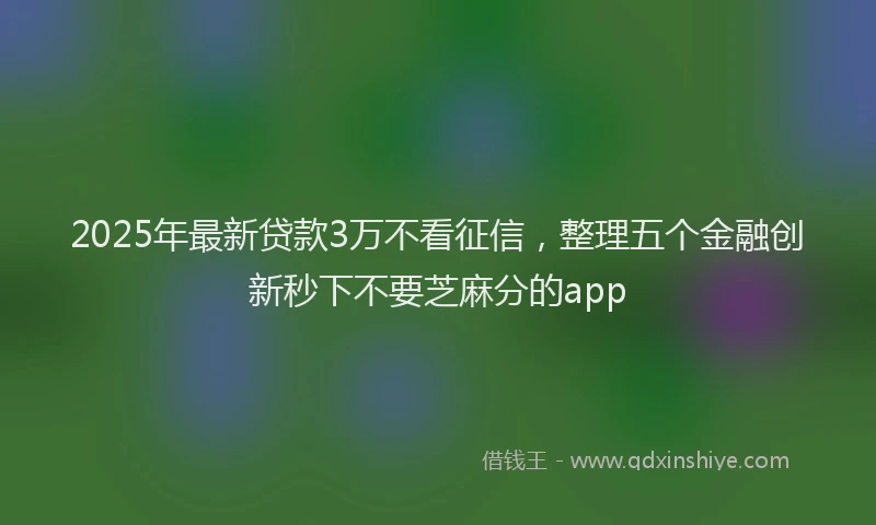 2025年最新贷款3万不看征信，整理五个金融创新秒下不要芝麻分的app