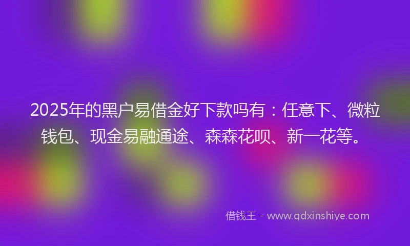2025年的黑户易借金好下款吗有：任意下、微粒钱包、现金易融通途、森森花呗、新一花等。