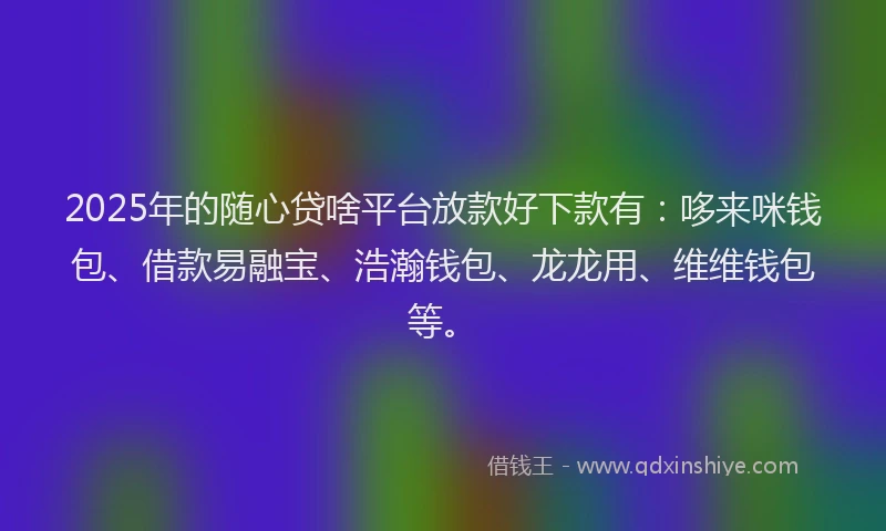 2025年的随心贷啥平台放款好下款有：哆来咪钱包、借款易融宝、浩瀚钱包、龙龙用、维维钱包等。