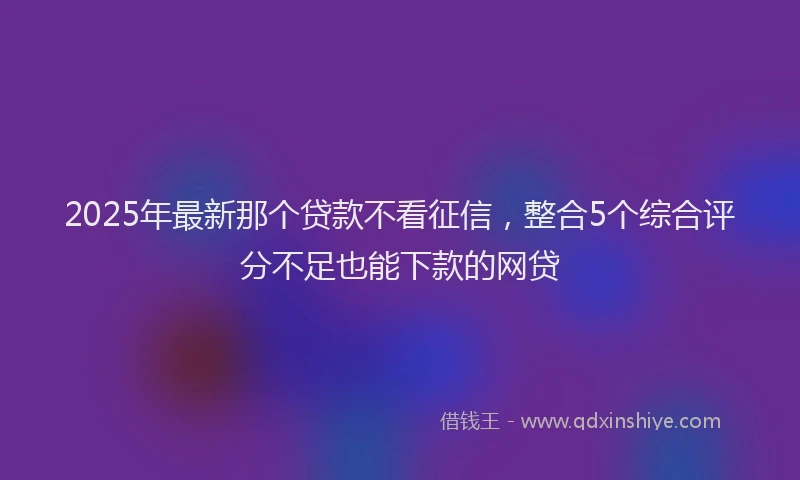 2025年最新那个贷款不看征信，整合5个综合评分不足也能下款的网贷