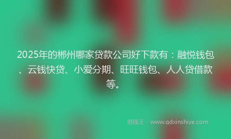 2025年的郴州哪家贷款公司好下款有：融悦钱包、云钱快贷、小爱分期、旺旺钱包、人人贷借款等。