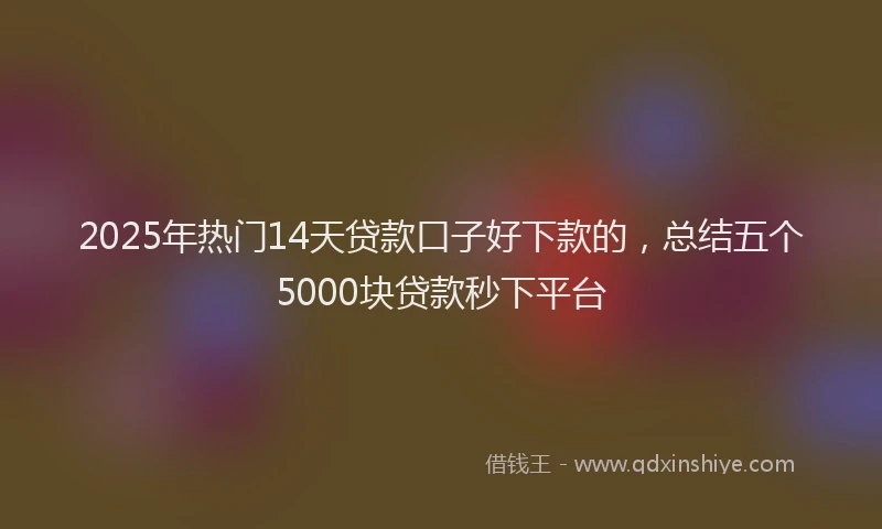 2025年热门14天贷款口子好下款的，总结五个5000块贷款秒下平台
