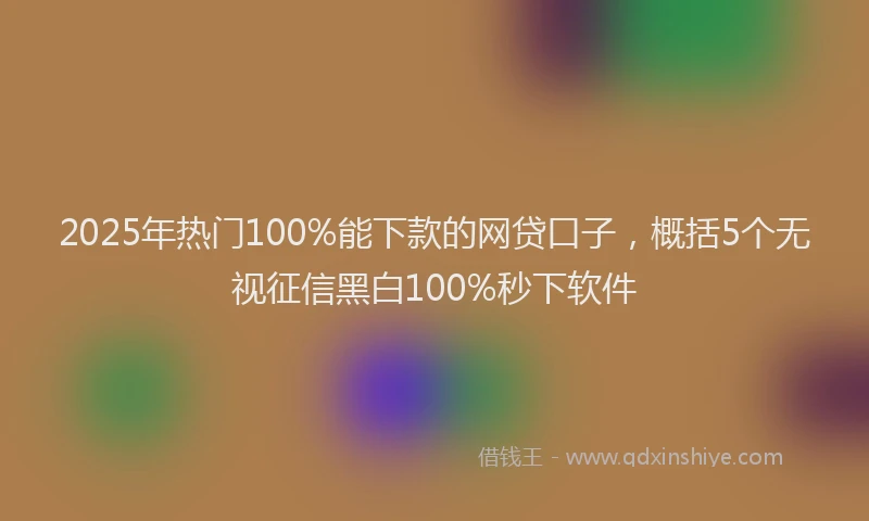 2025年热门100%能下款的网贷口子，概括5个无视征信黑白100%秒下软件