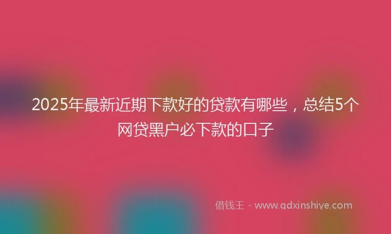 2025年最新近期下款好的贷款有哪些，总结5个网贷黑户必下款的口子