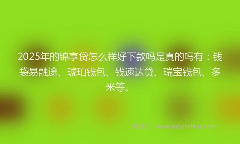2025年的锦享贷怎么样好下款吗是真的吗有：钱袋易融途、琥珀钱包、钱速达贷、瑞宝钱包、多米等。