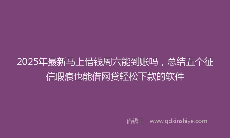 2025年最新马上借钱周六能到账吗，总结五个征信瑕疵也能借网贷轻松下款的软件