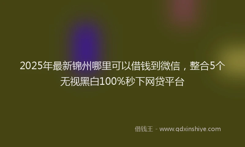 2025年最新锦州哪里可以借钱到微信，整合5个无视黑白100%秒下网贷平台