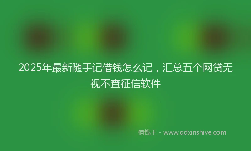 2025年最新随手记借钱怎么记，汇总五个网贷无视不查征信软件