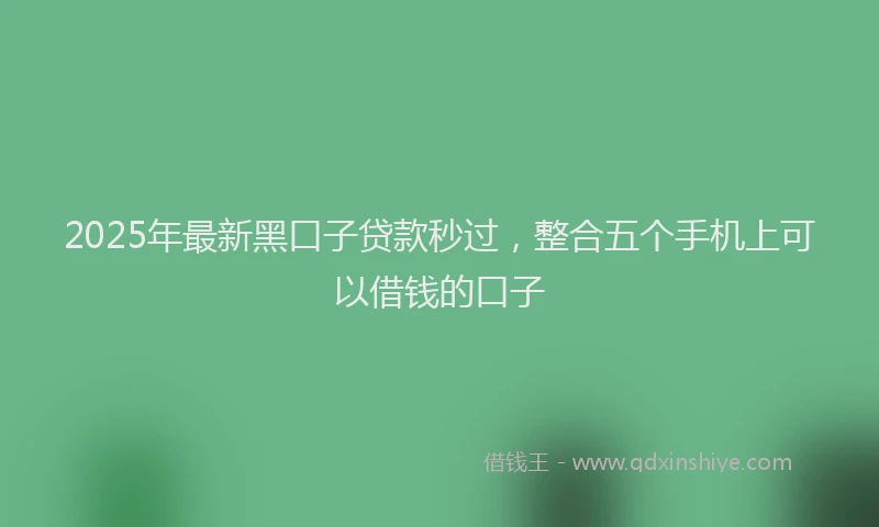 2025年最新黑口子贷款秒过，整合五个手机上可以借钱的口子