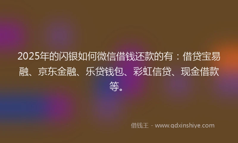 2025年的闪银如何微信借钱还款的有：借贷宝易融、京东金融、乐贷钱包、彩虹信贷、现金借款等。