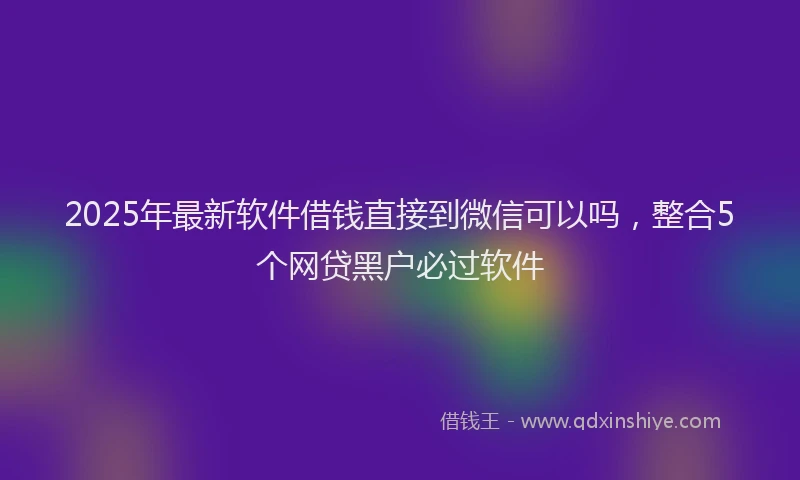 2025年最新软件借钱直接到微信可以吗，整合5个网贷黑户必过软件