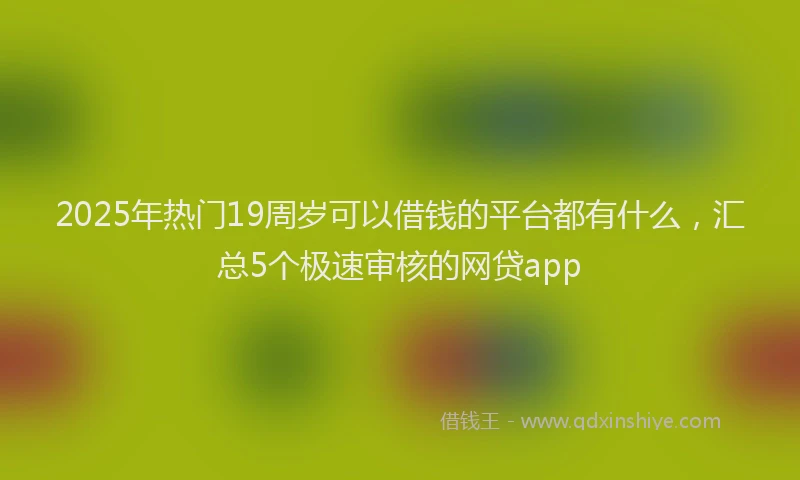 2025年热门19周岁可以借钱的平台都有什么，汇总5个极速审核的网贷app