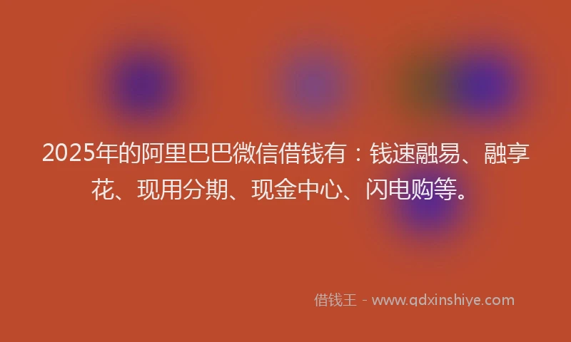 2025年的阿里巴巴微信借钱有：钱速融易、融享花、现用分期、现金中心、闪电购等。
