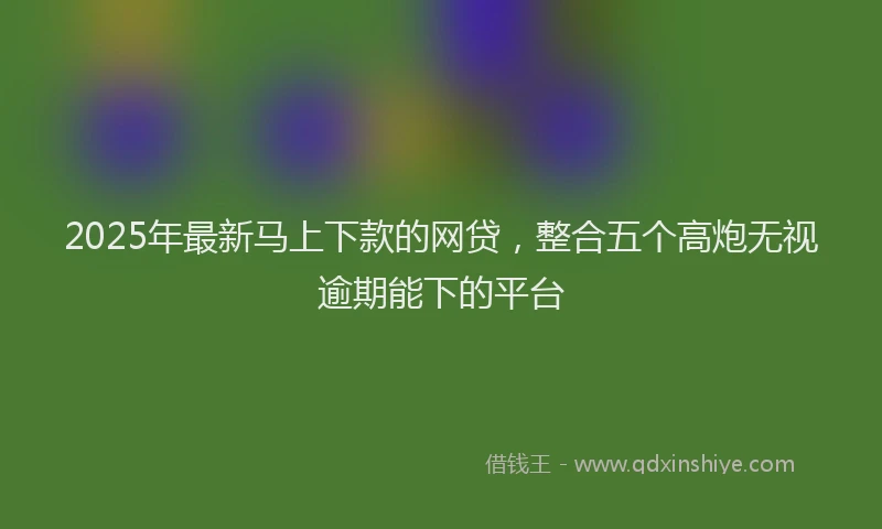 2025年最新马上下款的网贷，整合五个高炮无视逾期能下的平台