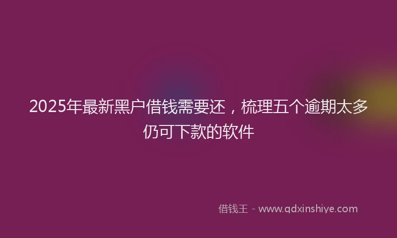 2025年最新黑户借钱需要还，梳理五个逾期太多仍可下款的软件