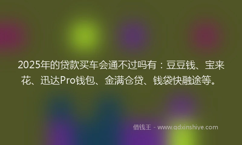 2025年的贷款买车会通不过吗有：豆豆钱、宝来花、迅达Pro钱包、金满仓贷、钱袋快融途等。