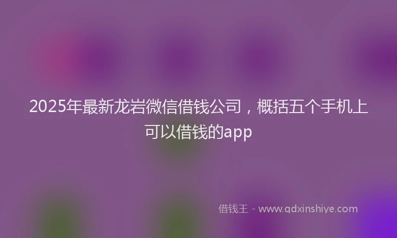 2025年最新龙岩微信借钱公司，概括五个手机上可以借钱的app