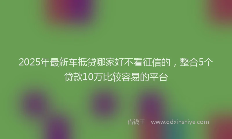 2025年最新车抵贷哪家好不看征信的，整合5个贷款10万比较容易的平台