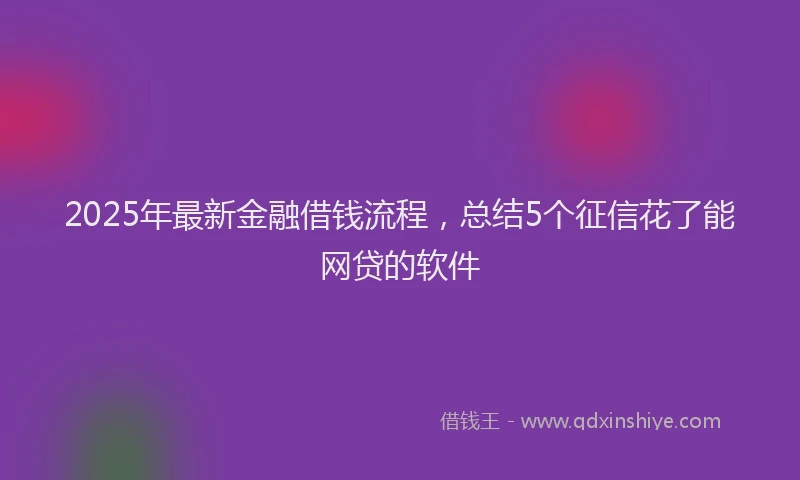 2025年最新金融借钱流程，总结5个征信花了能网贷的软件
