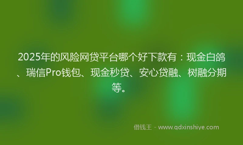 2025年的风险网贷平台哪个好下款有：现金白鸽、瑞信Pro钱包、现金秒贷、安心贷融、树融分期等。