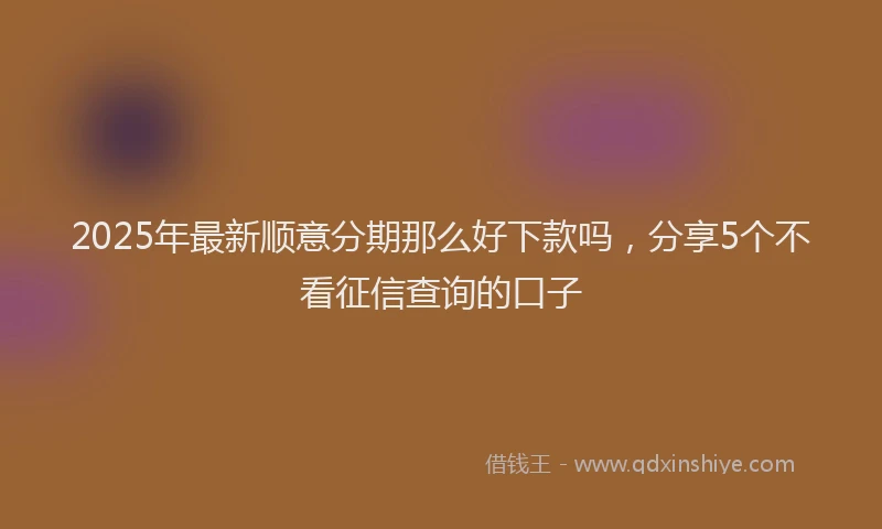 2025年最新顺意分期那么好下款吗，分享5个不看征信查询的口子