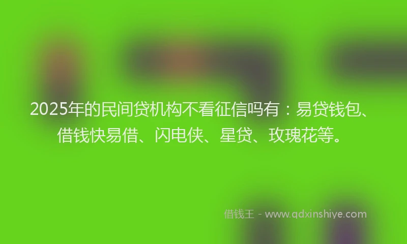2025年的民间贷机构不看征信吗有：易贷钱包、借钱快易借、闪电侠、星贷、玫瑰花等。