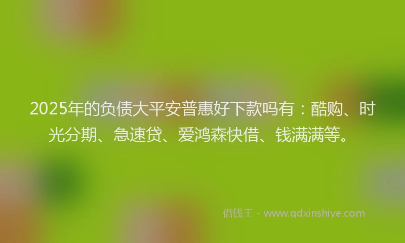 2025年的负债大平安普惠好下款吗有：酷购、时光分期、急速贷、爱鸿森快借、钱满满等。