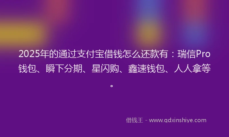2025年的通过支付宝借钱怎么还款有：瑞信Pro钱包、瞬下分期、星闪购、鑫速钱包、人人拿等。