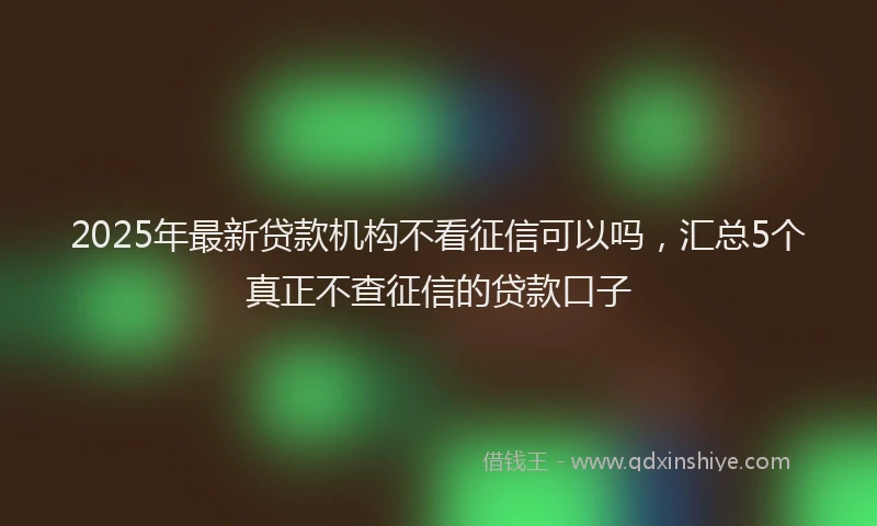 2025年最新贷款机构不看征信可以吗，汇总5个真正不查征信的贷款口子
