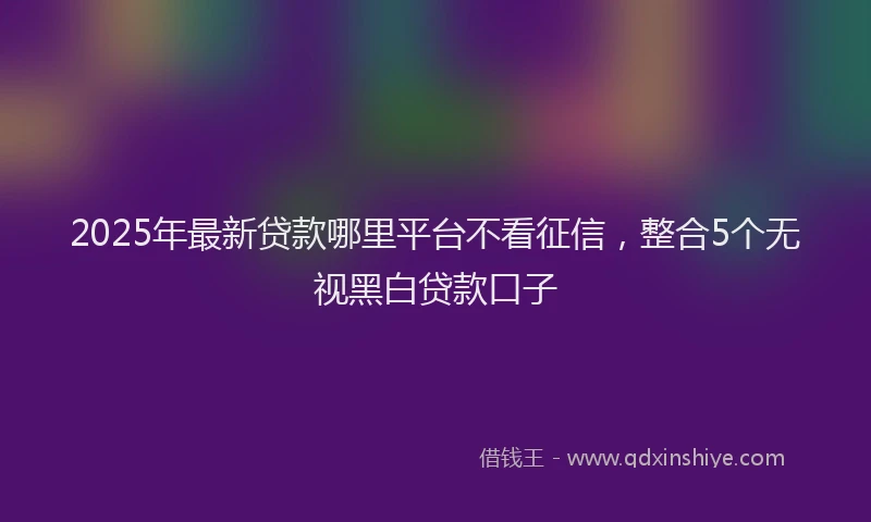 2025年最新贷款哪里平台不看征信，整合5个无视黑白贷款口子