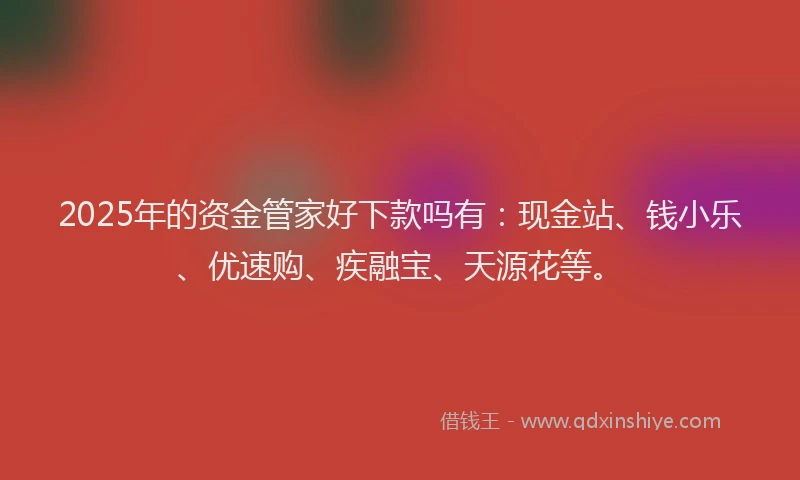 2025年的资金管家好下款吗有：现金站、钱小乐、优速购、疾融宝、天源花等。