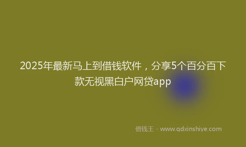 2025年最新马上到借钱软件，分享5个百分百下款无视黑白户网贷app
