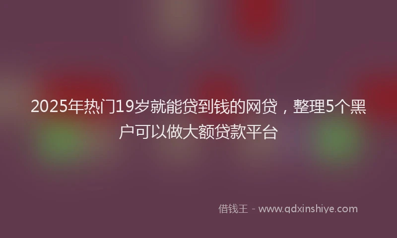 2025年热门19岁就能贷到钱的网贷，整理5个黑户可以做大额贷款平台