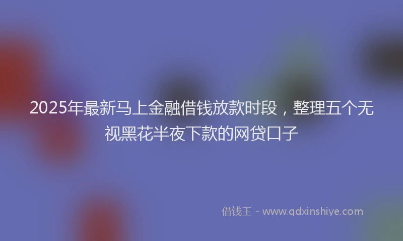 2025年最新马上金融借钱放款时段，整理五个无视黑花半夜下款的网贷口子