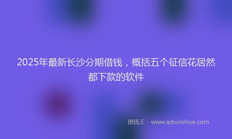 2025年最新长沙分期借钱，概括五个征信花居然都下款的软件