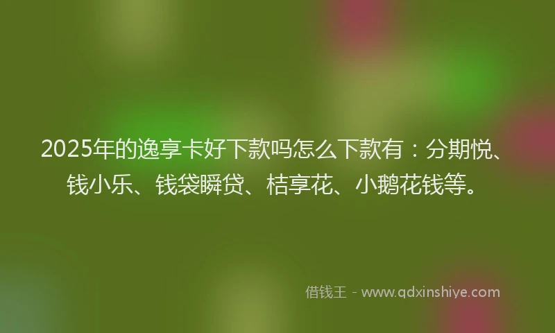2025年的逸享卡好下款吗怎么下款有：分期悦、钱小乐、钱袋瞬贷、桔享花、小鹅花钱等。