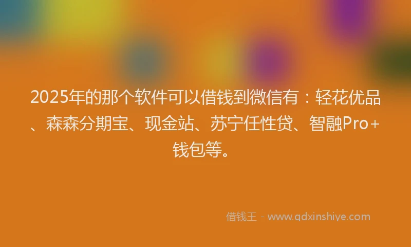 2025年的那个软件可以借钱到微信有：轻花优品、森森分期宝、现金站、苏宁任性贷、智融Pro+钱包等。