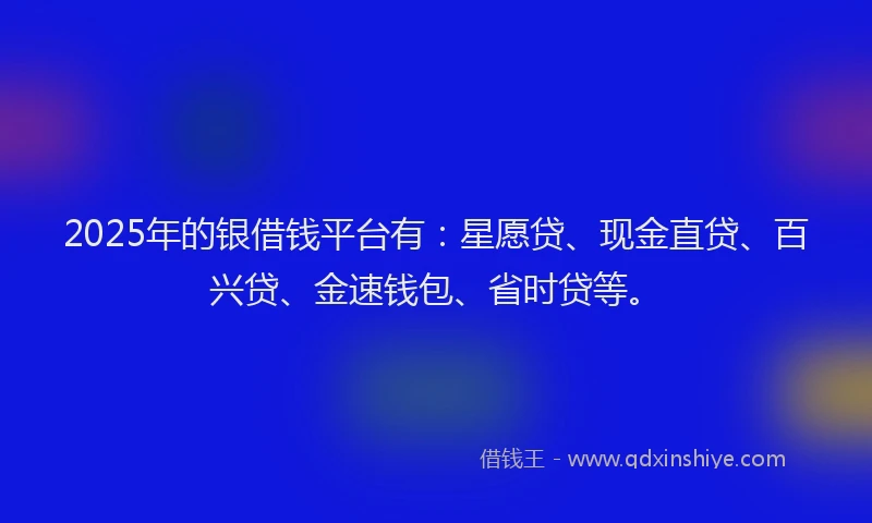 2025年的银借钱平台有：星愿贷、现金直贷、百兴贷、金速钱包、省时贷等。